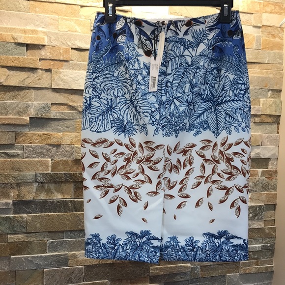 YIGAL AZROUËL Falling Leaf Print Scuba Skirt - Picture 6 of 8